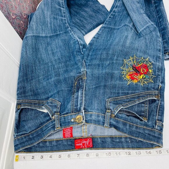 Vintage 90s‎ Y2K Paco Jeans Women's Floral Key Embroidered Size 13 Straight Leg - Picture 8 of 11